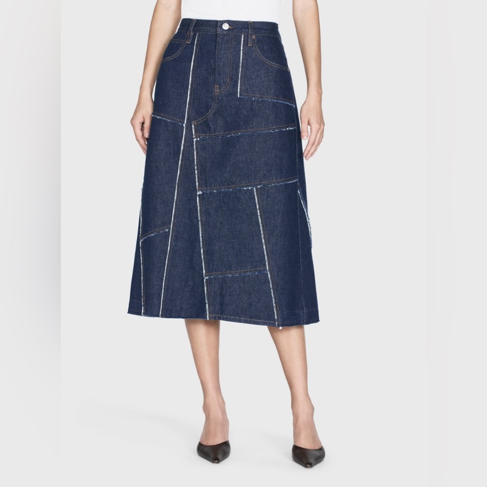 FRAME The Patchwork Midi Skirt in Hemlock